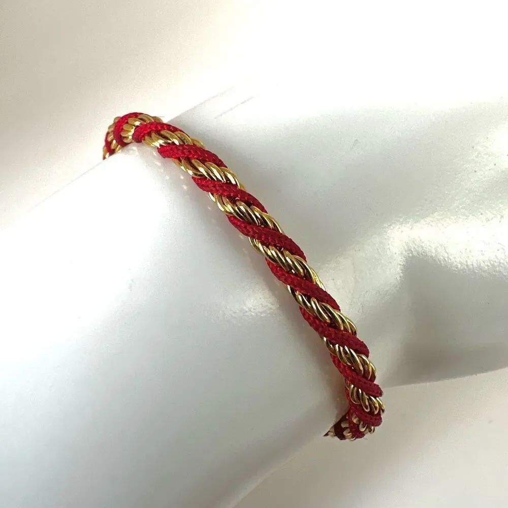 Tirfari vintage red and gold tone twisted rope bracelet